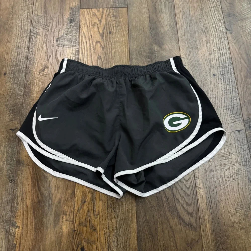 Nike Green Bay Packers Dri-FIT Shorts Womens Large Grey NFL Running Acivewear